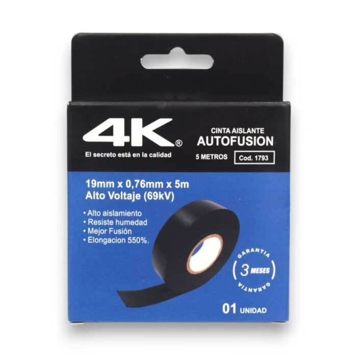 CINTA AUTOFUSION NEGRA 19 MM X 5 MT - Imagen 1