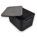 ORGANIZADOR RATTAN CON TAPA 15 L