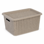CAJA ORGANIZADORA 5L RATTAN C/TAPA GRIS 26,2cm x 19cm x 14,3cm