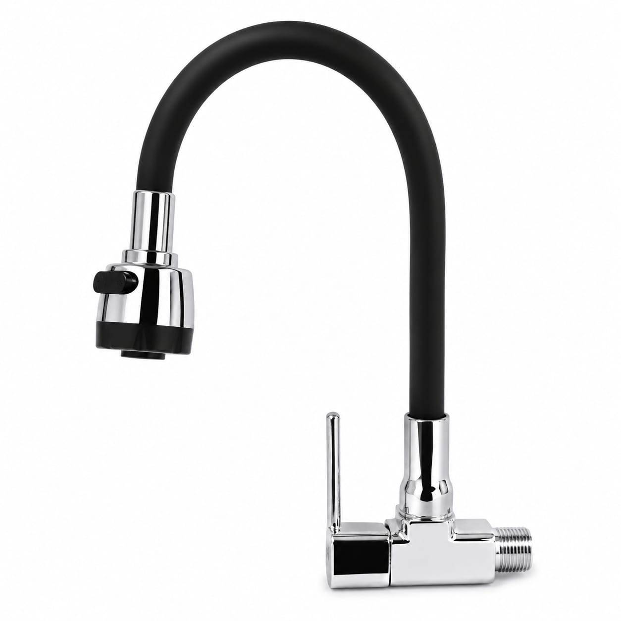 WhatsApp Image 2026-06-05 at 10.42.52 GRIFO PICO FLEXIBLE PARED NEGRO CON ROSETA - Imagen 1