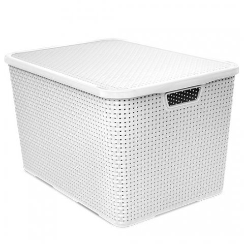 25601-40L-480x480-1 ORGANIZADOR RATTAN CON TAPA 40 LITROS BLANCO - Imagen 1
